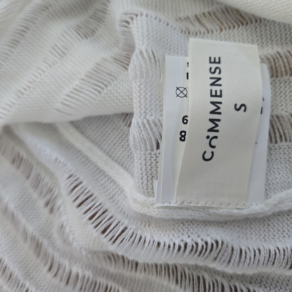Commense Sheer White Ribbed Sweater Top Small - Picture 3 of 8